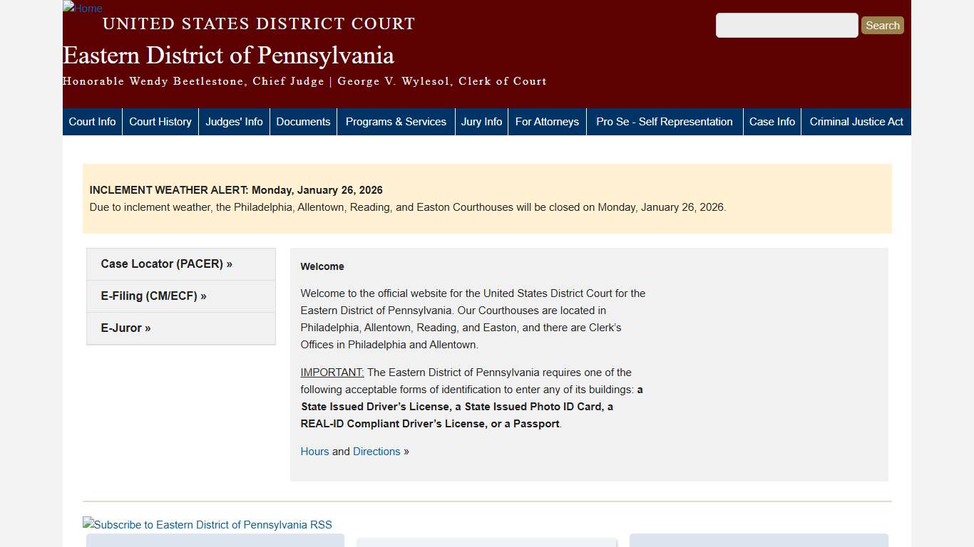 Eastern District of Pennsylvania United States District Court