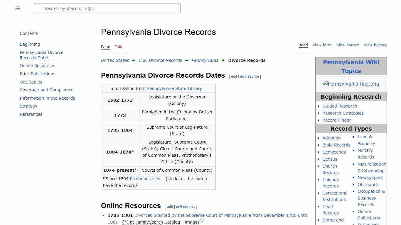 Pennsylvania Divorce Records • FamilySearch